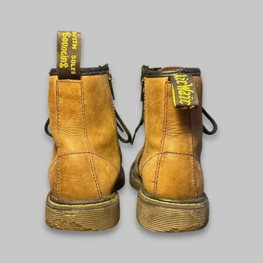 Dr. Martens Delaney Brown Leather Lace-Up Boots – Youth Size 3